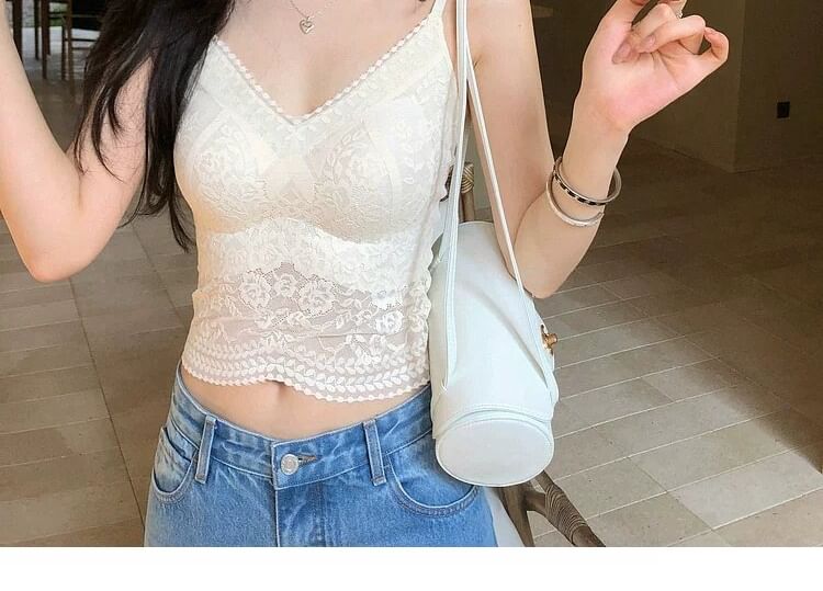 Padded Lace V-Neck Camisole Top
