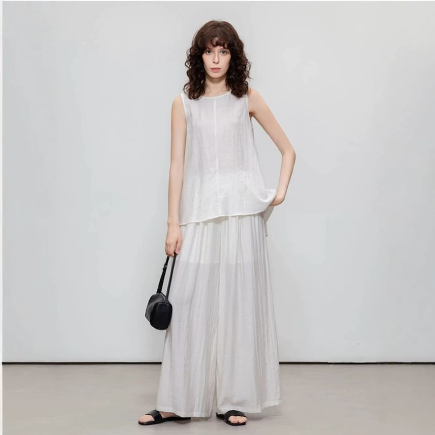 Linen Top and Wide Leg Pants Set