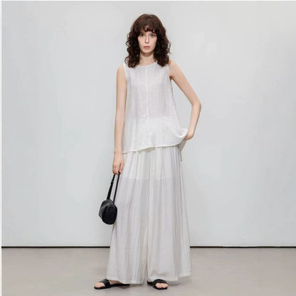 Linen Top and Wide Leg Pants Set
