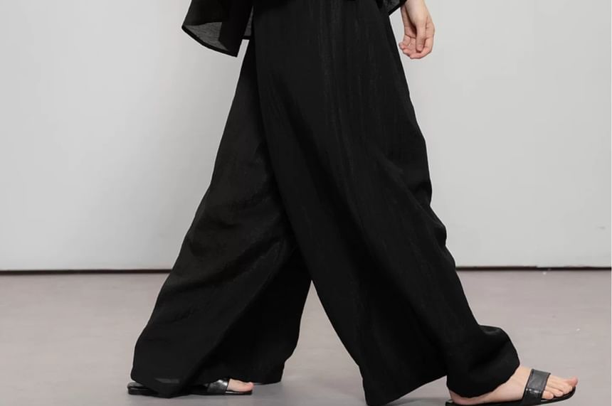 Linen Top and Wide Leg Pants Set