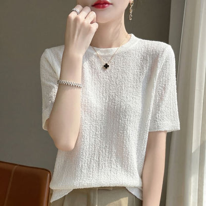 Round Neck Plain Knit Top