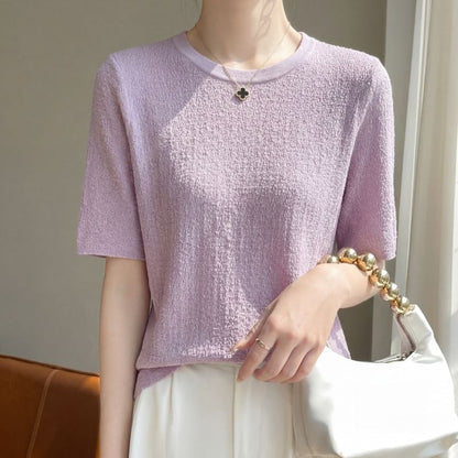 Round Neck Plain Knit Top