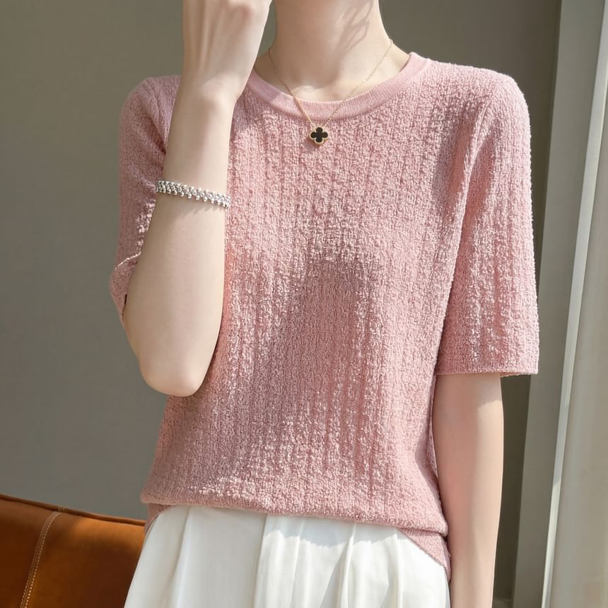 Round Neck Plain Knit Top