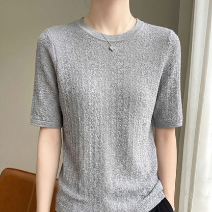Round Neck Plain Knit Top