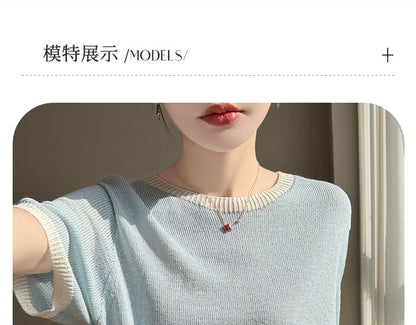 Two Tone Pointelle Knit Top