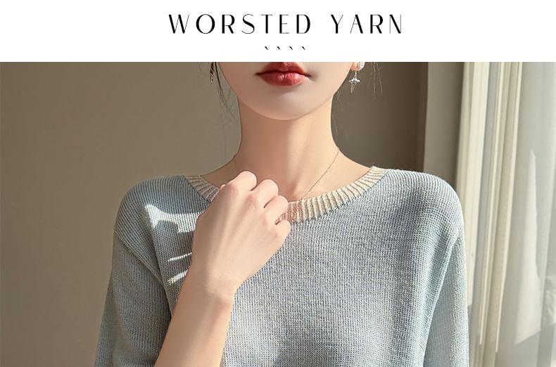 Two Tone Pointelle Knit Top