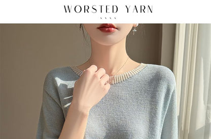 Two Tone Pointelle Knit Top