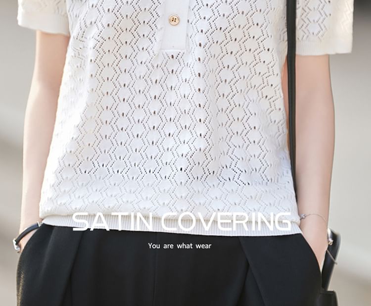 Classic Knit Polo Tee with Short Sleeves