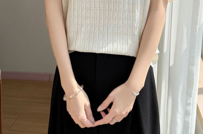 Pointelle Ribbed Knit Top