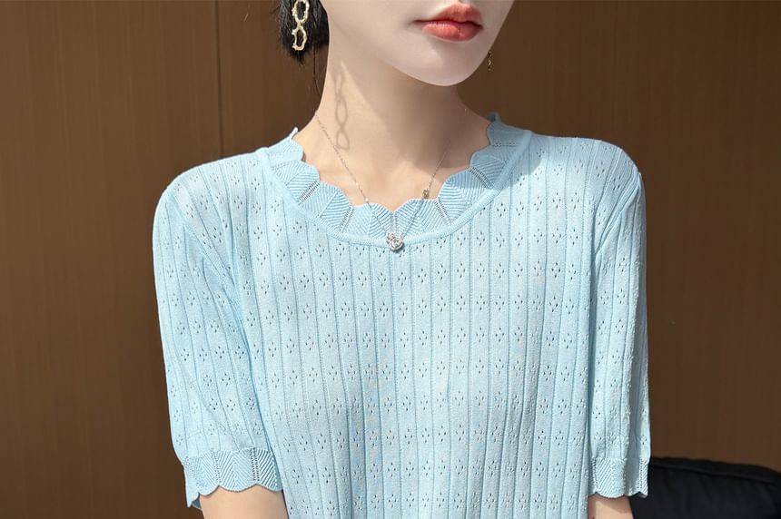 Pointelle Ribbed Knit Top