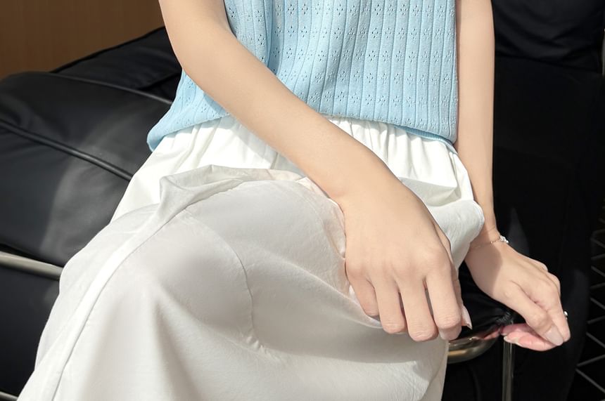 Pointelle Ribbed Knit Top