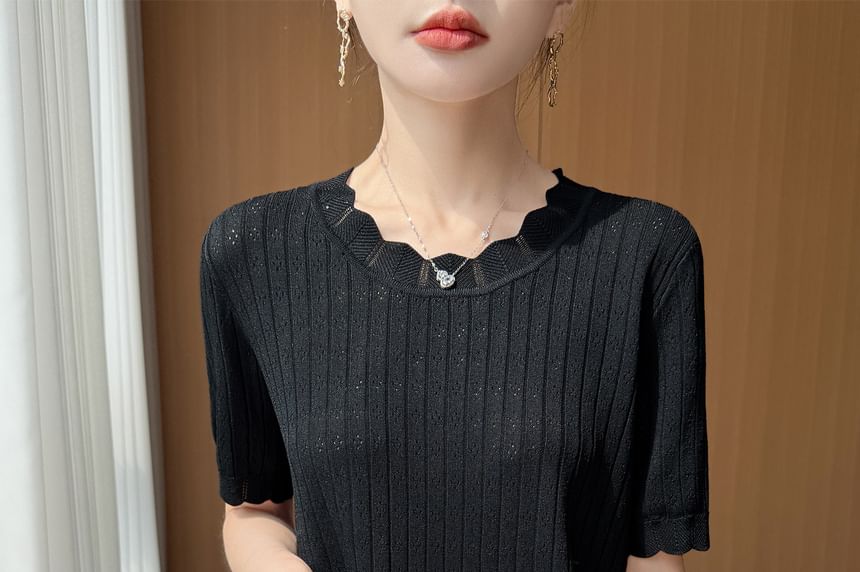 Pointelle Ribbed Knit Top