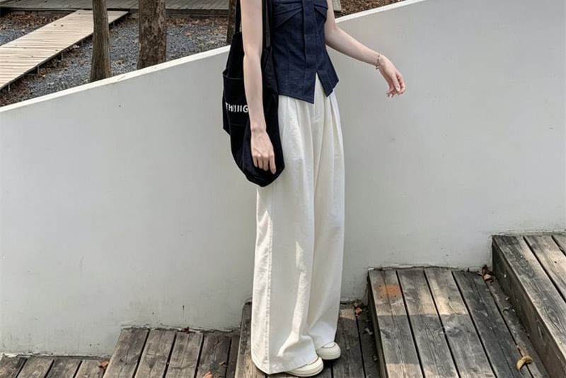 Bow Detail Camisole Top and High Waist Wide Leg Pants