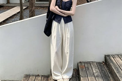 Bow Detail Camisole Top and High Waist Wide Leg Pants