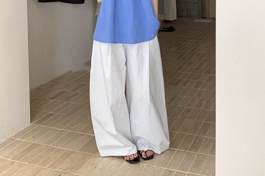 Frill Trim Halter Neck Solid Top