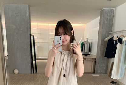 Frill Trim Halter Neck Solid Top