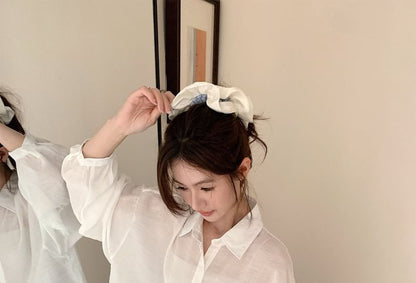 Sheer Button-Up Long-Sleeve Shirt