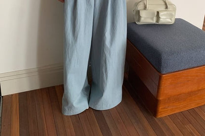 Two-Piece Set: Pleated Crop Camisole and Wide Leg Pants