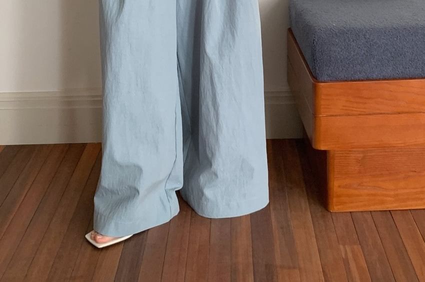 Two-Piece Set: Pleated Crop Camisole and Wide Leg Pants
