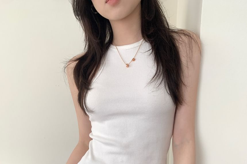 Solid Crew Neck Tank Top