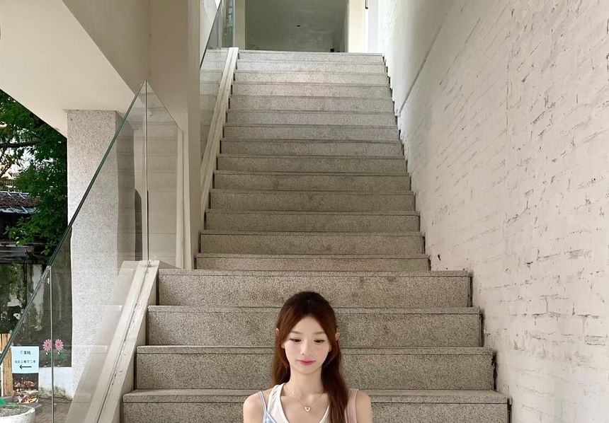 Two-Piece Set: Halter Top and Drawstring Camisole