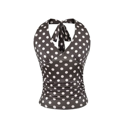 Polka Dot Halter Neck Crop Top