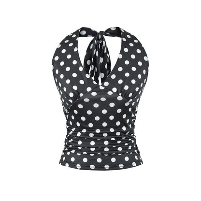 Polka Dot Halter Neck Crop Top