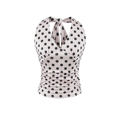 Polka Dot Halter Neck Crop Top