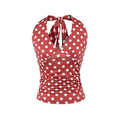 Polka Dot Halter Neck Crop Top