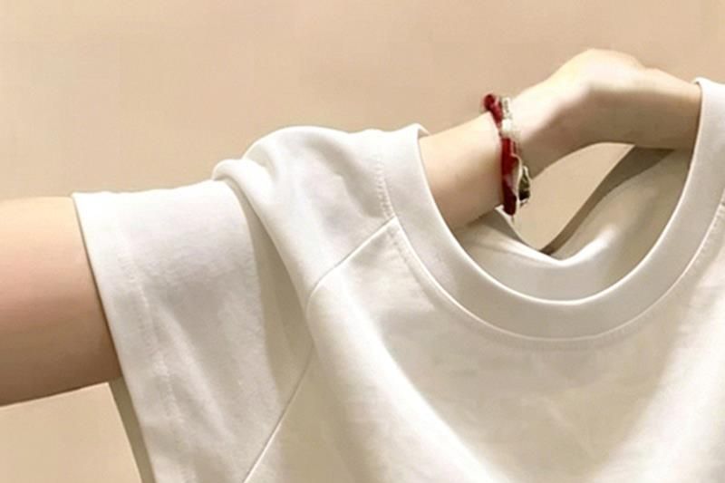 Button Side Crewneck Short-Sleeve Crop Tee
