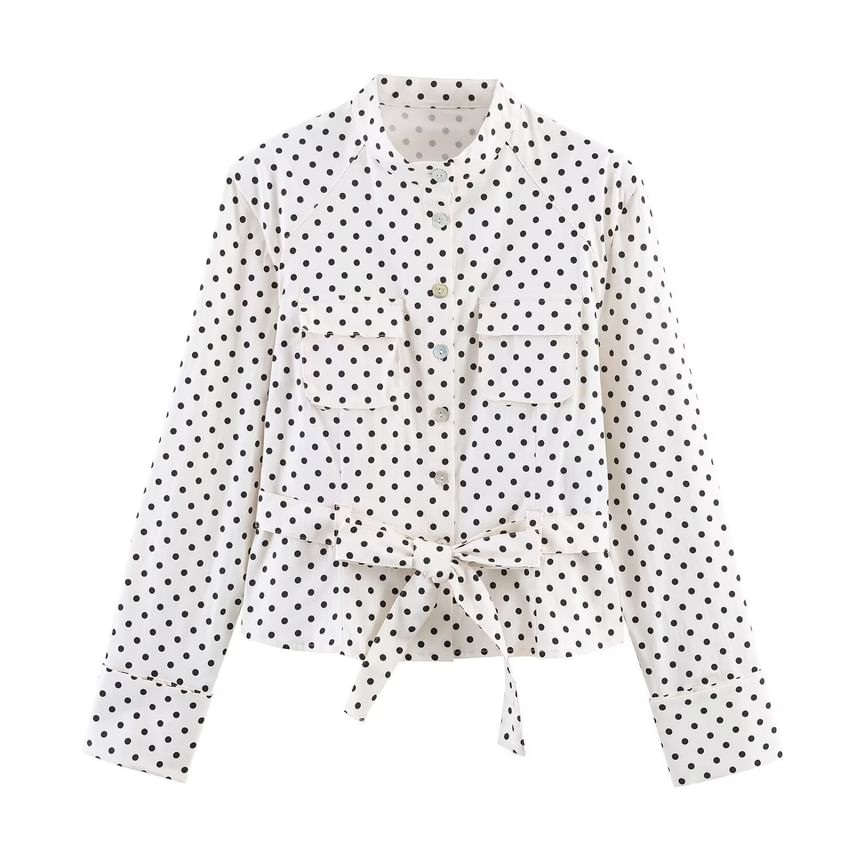 Capri Pants & Lace-Up Polka Dot Shirt Set