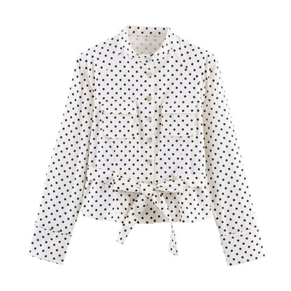 Capri Pants & Lace-Up Polka Dot Shirt Set