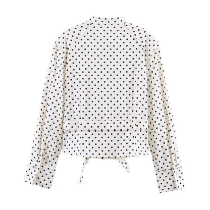 Capri Pants & Lace-Up Polka Dot Shirt Set