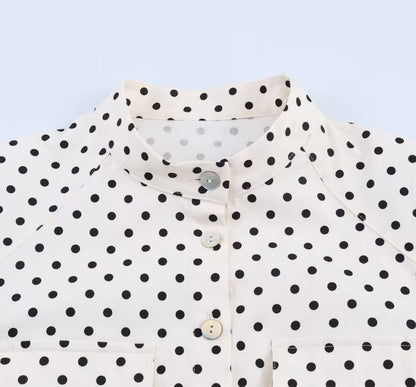 Capri Pants & Lace-Up Polka Dot Shirt Set