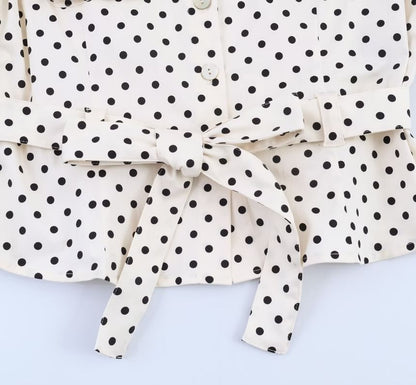 Capri Pants & Lace-Up Polka Dot Shirt Set