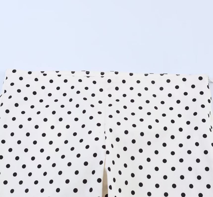 Capri Pants & Lace-Up Polka Dot Shirt Set