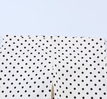 Capri Pants & Lace-Up Polka Dot Shirt Set