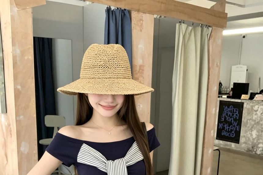 Round Neck Striped Tie Front T-Shirt
