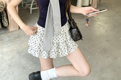 Round Neck Striped Tie Front T-Shirt
