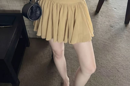Off-Shoulder Ruffle Ruched Lace Top & Mini A-Line Skirt Set