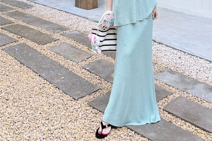 Scoop Neck Knit Tank Top & Maxi A-Line Skirt Set