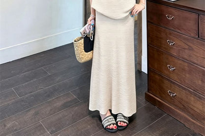 Scoop Neck Knit Tank Top & Maxi A-Line Skirt Set