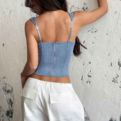 Front-Slit Bustier Corset Top