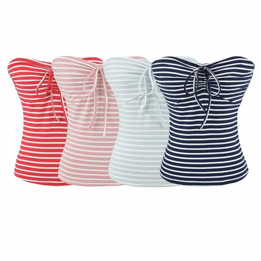 Striped Bow Detail Tube Top