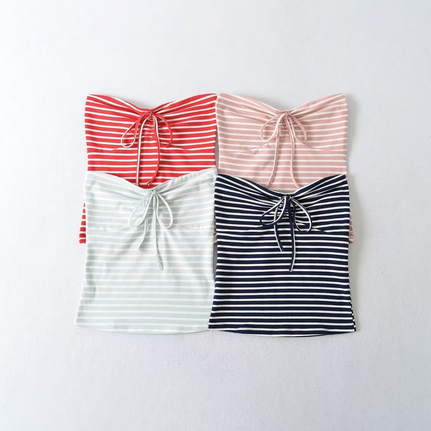 Striped Bow Detail Tube Top