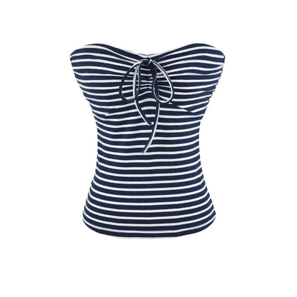 Striped Bow Detail Tube Top