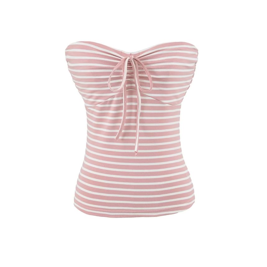 Striped Bow Detail Tube Top