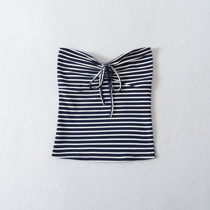Striped Bow Detail Tube Top
