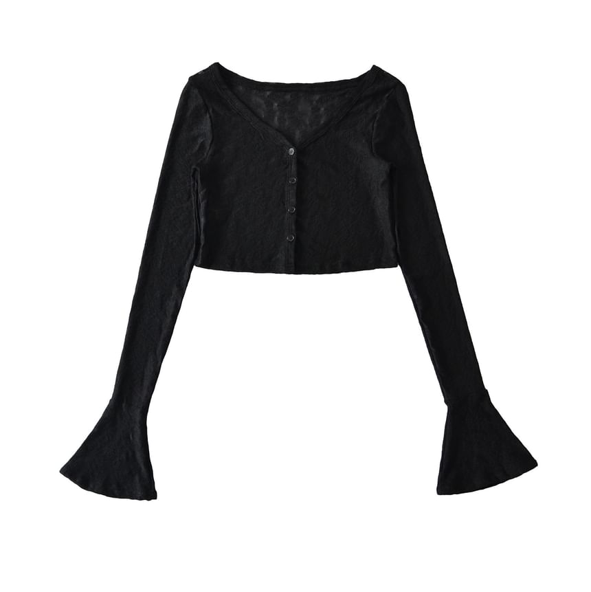 Lace Camisole and Bell Sleeve Cardigan Duo