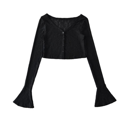 Lace Camisole and Bell Sleeve Cardigan Duo